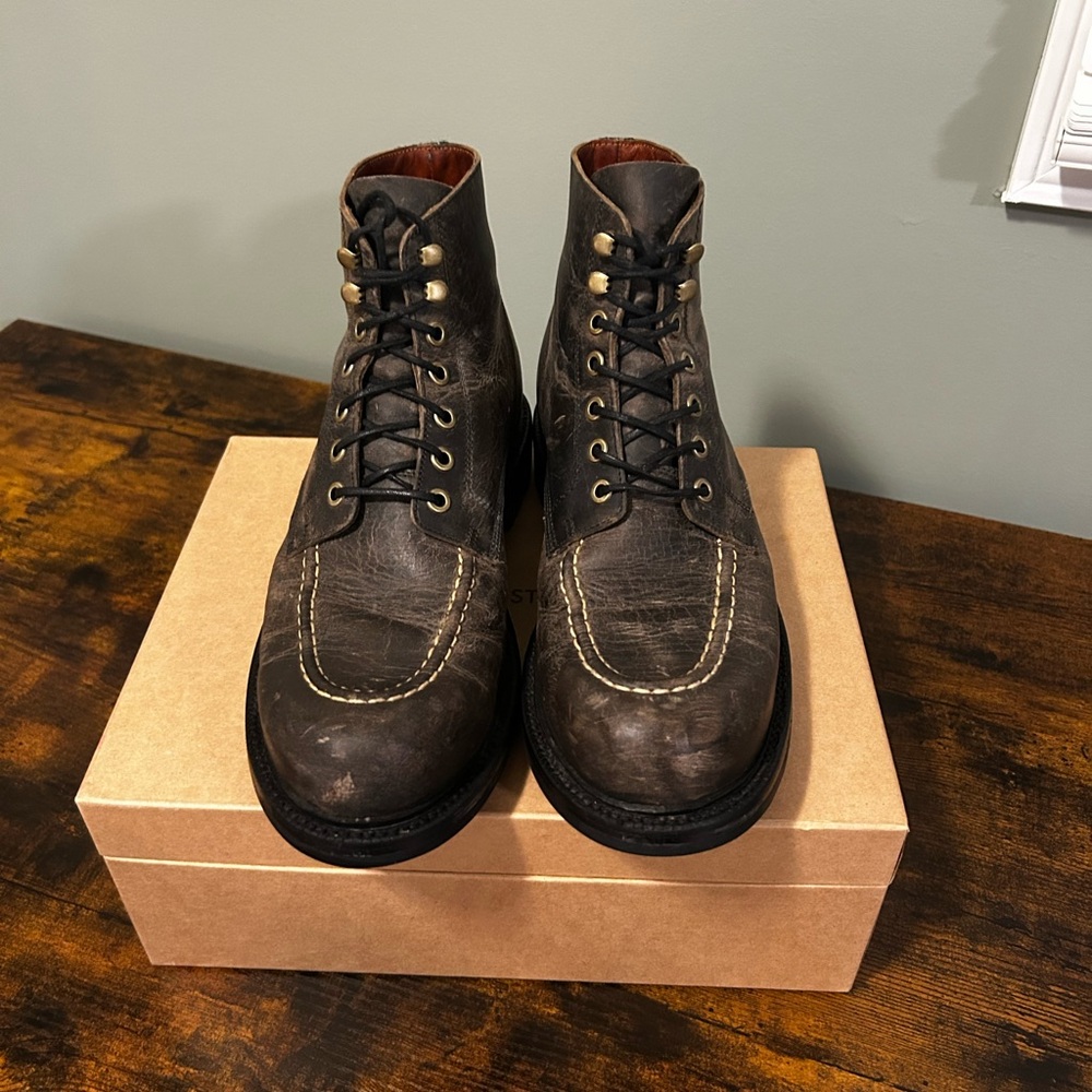 Grant Stone Brass Boot in Black Waxed Deer